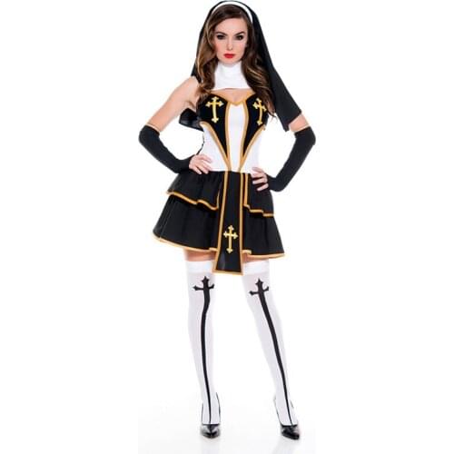 Women Sexy Bad Habit Nun Costume Christian Missionary Fancy Dress Cosplay 2020