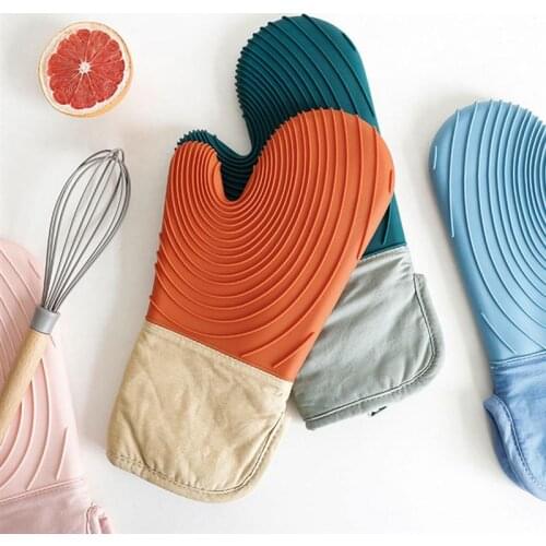1Pc Heat Resistant Kitchen Barbecue Oven Gloves Silicone Slip Resistant Oven Mitt Cooking BBQ Grill Baking Glove