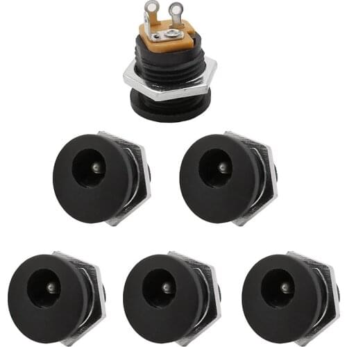 10PCS (5Pairs) 12V 3A 5.5 x 2.1mm Plastic Male Plugs DC022 DC Power Socket Female Jack Screw Nut Panel Mount Connector 5.5*2.1MM