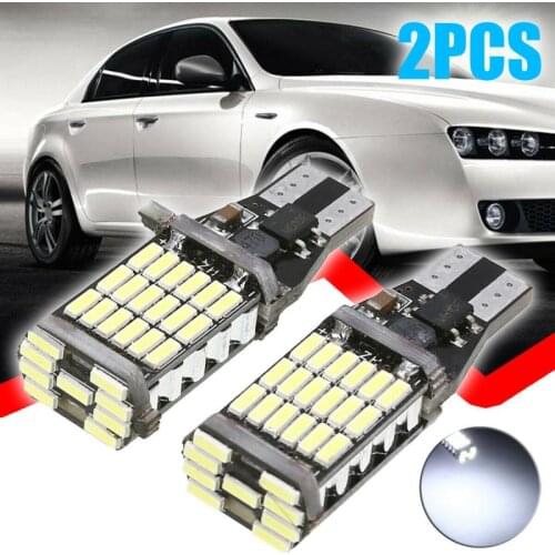 2Pcs T15 921 W16W 45 SMD 4014 LED Auto Additional Brake Lamps Backup Reverse Bulbs Daytime Running Lights Car Goods Super White