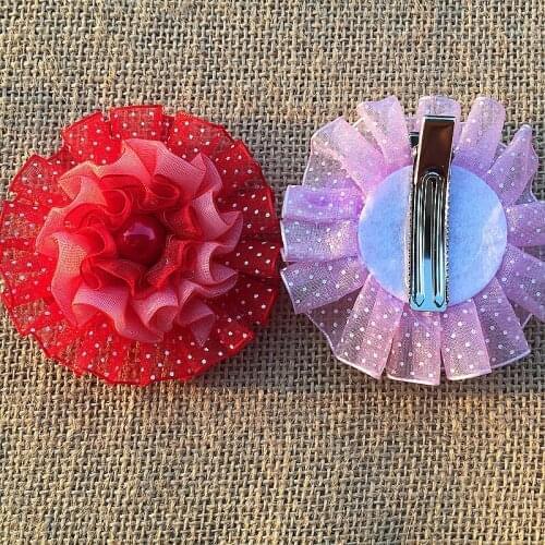 2pcs new scrunchy Girls Kids Cute tulle chiffon lace flowers Shape Hair Clip Headbands hairpins hairclip hair accessories