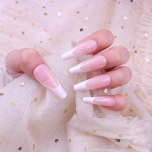 20pcs French Ballerina Fake Nail Tips Artificial False Nails Acrylic Half Tips Black Gel Manicure Tip for Nails Art Salon