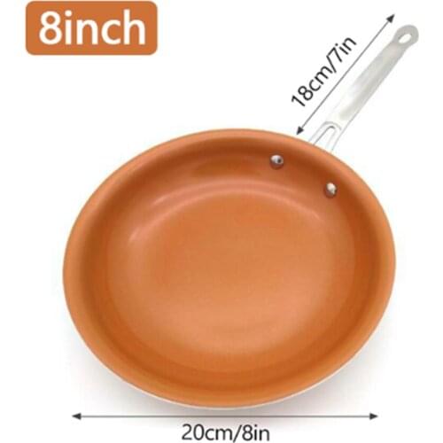 8/10/12 Inch Non-Stick Copper Frying Pan With Ceramic Coating Induction Cooking Dishwasher Safe Pan Nordic Style Kitchenware