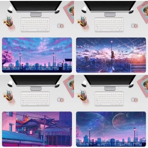 City Scenery RGB Large Keyboard Cover Non-Slip Rubber Base Computer Carpet Desk Mat PC Game Mouse Pad