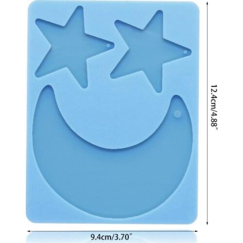 Keychain Epoxy Resin Mold Shiny Star Moon Shape Keyring Pendant Silicone Mould T4MD