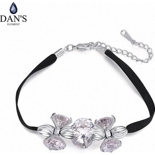 DANS ELEMENT AAA Zirconia Micro Inlays Brand Vintage Fashion Charm Bracelets & bangles for women flower 121393