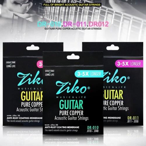 Phosphor Bronze Copper Color ZIKO DR 010-012 Acoustic Guitar Strings Membrane Copper Strings