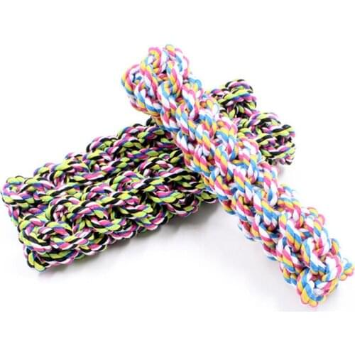 Pet Dog Toys Colorful Double Knot Toy For Small Large Dogs Dog Training Durable Chew Toys Puppy Braided Cotton Rope Molar Toy