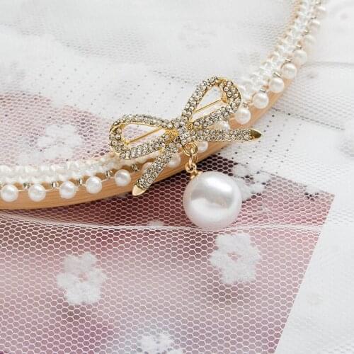 Fashion Simulated Pearl Brooch Pins Dress Sweater Decorative Rhinestone Women Men Large Big Beads Buckle Pin Jewelry Accessories