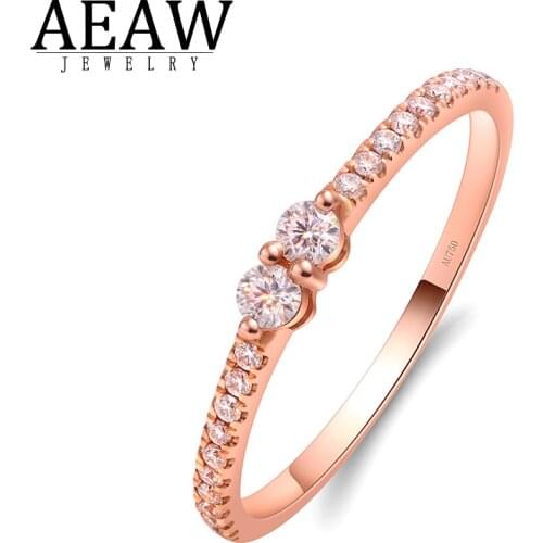 0.22CTW Round Brilliant Cut D color VVS1 Moissanite Engagement Ring Tiny Style Pave Setting Solid 14K Rose Gold for Women