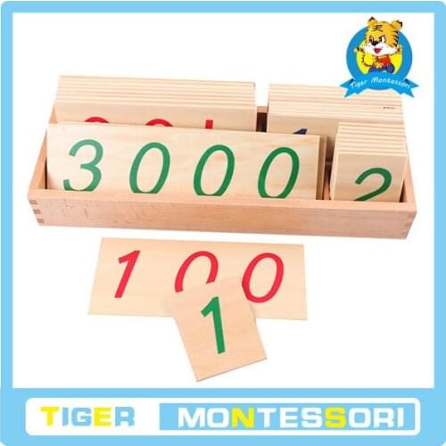 Wholesale professional montessori material wooden educational toy mathematics Large Wooden Number Cards With Box (1-3000)