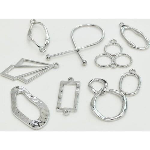 Zinc Alloy Charms Silver Geometric Irregularity Connector Charms 10pcs/lot For DIY Fashion Jewelry Making Finding Accessories