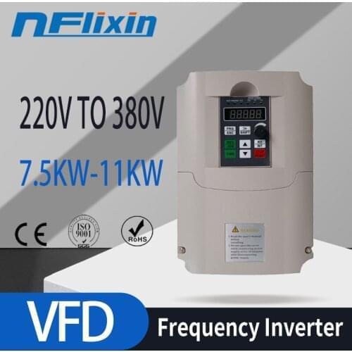 VFD AC 220V to 380V 7.5kw 10hp Variable Frequency Drive CNC Drive Inverter Converter for 3 Phase Motor Speed Control