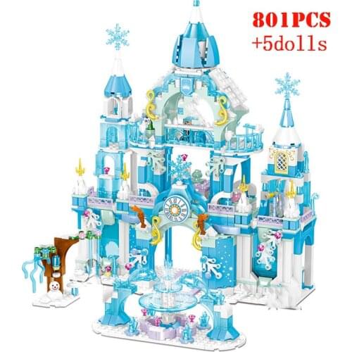 Princess Snow Queen Ice Castle Snow Figures Building Blocks Friends City Bricks Educational Toys Christmas Gifts For Children