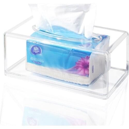 Tissue Box Cover Rectangular Napkin Car Office Paper Holder Bathroom Toilet Auto Storage Case Facial Acrylic Tissue Box