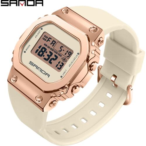 SANDA 2021 New Fashion Brand LED Digital Watch Women Mens Square Dial Waterproof Sports G Style Casual Electronic Watch 9006