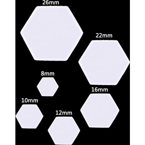 100Pcs Hexagon Templates for Patchwork Paper Quilting Sewing Craft DIY Six Sizes