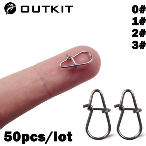 OUTKIT 50PCS Stainless steel Pin Swivel Fishing Accessories Connector Lure Clip Rolling Swivels Sea Fishing Tackle