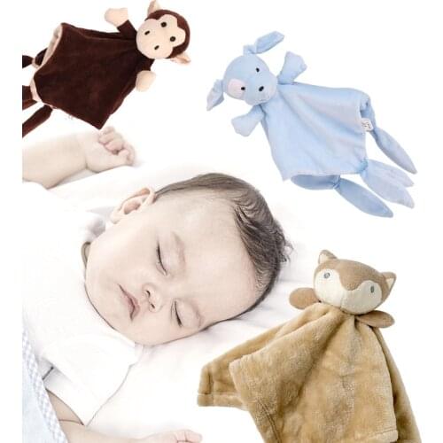 Cute Rabbit Plush Toy Soothe Appease Towel Cute Bunny Plush Rattle Stuffed Soft Blanket Doll Plush Comfort Toy Sleep Companion