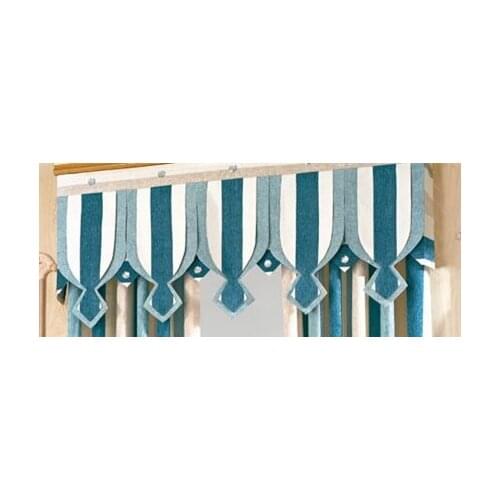 Blue Striped Valance For Curtain cortinas dormitorio