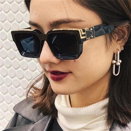 Retro Thick Frame Square Oversized Sunglasses Unisex Trendy Fashion Summer Plastic Gradient Brand Designer Female Sun Glasses