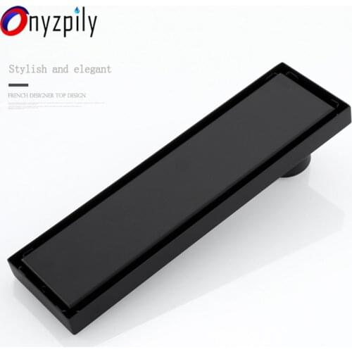 Modern Square Stainless Steel Black Bathroom Tile Invisible Square Pest Control Deodorant Fashion Beautiful Floor Long Drain