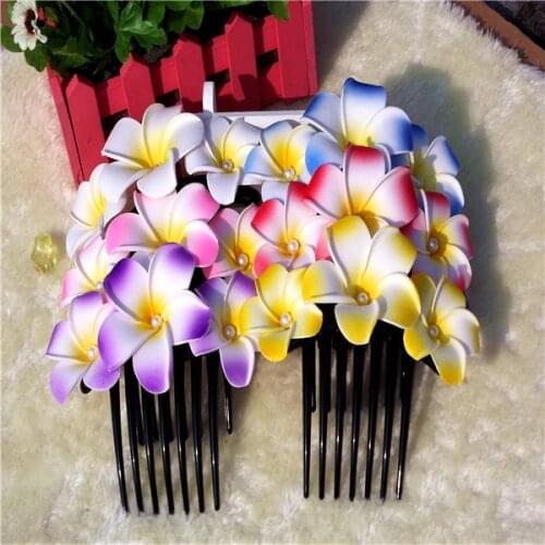 Wedding colors The bride flowers jewelry Frangipani new foam flower elastic Hawaiian vacation necessary PE frangipanicomb