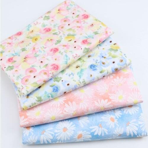 Little flower floral Printed fabric pink blue 100% Pure cotton DIY baby bedding fabric handmade cloth
