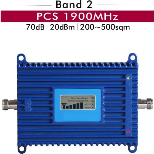 Gain 70dB (LTE Band 2) PCS 1900mhz Mobile Signal Booster Amplifier PCS 1900 Cellular Cell Phone Signal Repeater with LCD Display