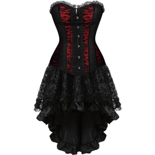 Vintage Corset Skirt Steampunk Wedding Lace Floral Bustier Dress Burlesque Costumes for Women Fashion Wedding Embroidery