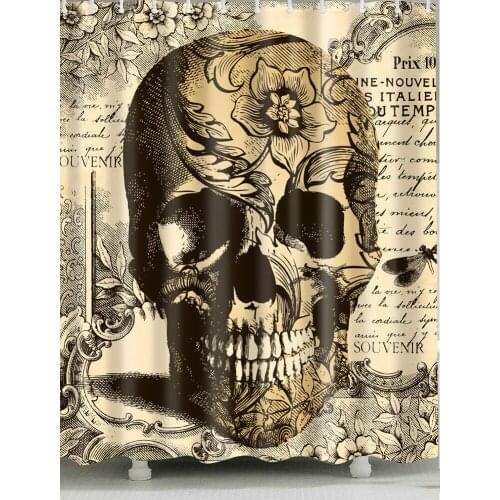 Waterproof Yellow Skull Shower Curtain for Home and Bathroom