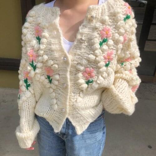 2021 New Patchwork Flowers Knitting Sweater For Female O Neck Long Sleeve Loose Print Hit Color Womens Sweater Fashion Tide