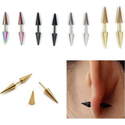 1Pair Fashion Mens Women Stainless Steel Rivet Spike Punk Rock Stud Earrings Hot