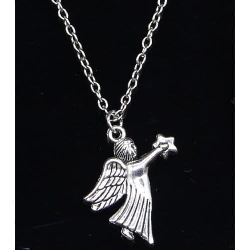 20pcs New Fashion Necklace 26x23mm guardian angel star Pendants Short Long Women Men Colar Gift Jewelry Choker