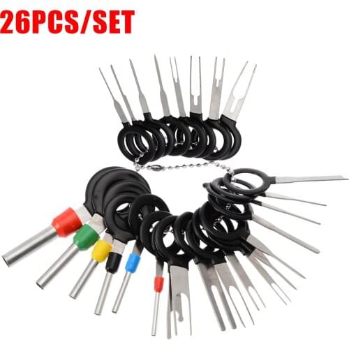 26pcs Car Wire Terminal Removal Kit Automotive Wiring Harness Terminal Removal Tool Crimp Connector Pin Extractor Puller