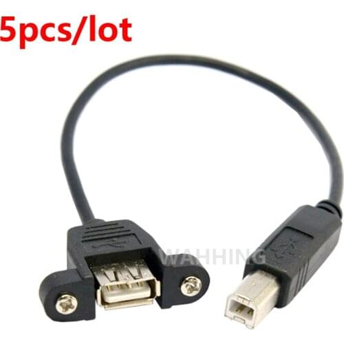 5pcs USB B Male to USB Female Cable USB B Plug Printer Cable Adapter Connector Computer Panel Mount USB Extension Cable HY314