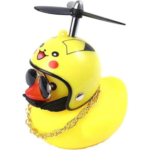 Car Duck with Helmet Broken Wind Small Yellow Duck Road Bike Motor Helmet Riding Cycling Accessories Without Lights Decoration