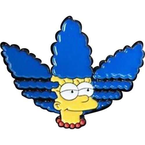 Marge Brooch matt groening Badge pretty cartoon lady Enamel Pin blue hair head Pins Accessory