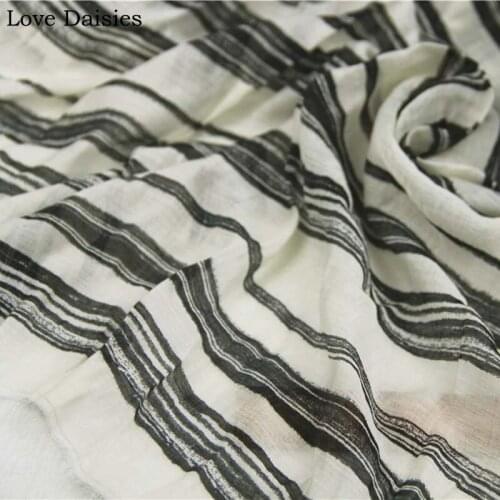 Black Wide Stripe 70% Tencel/30% Nylon Ultrathin Transparent Fabric for Summer Doll Shirt Dress Blouse Top Skirt Home Clothes