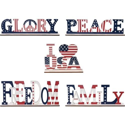 Independence Day Wooden Decorative Plaque Sign Dining Room Table Decor Craft