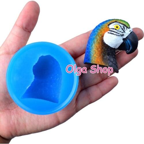 DYL536 44.4mm x 42.1mm Parrot Head Silicone Mold Fondant Cake Decoration Candy Chocolate Resin Clay Craft Soap Candle FOOD SAFE