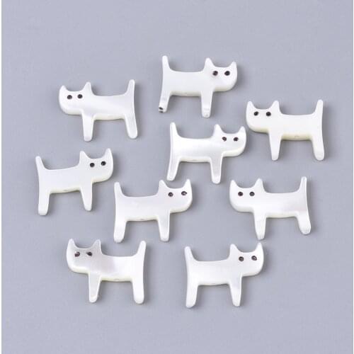 Fashewelry 20pcs 11.5mm Cat Shape Natural Trochid Shell Beads Bracelets for Women Fashion Jewelry Making Accessories