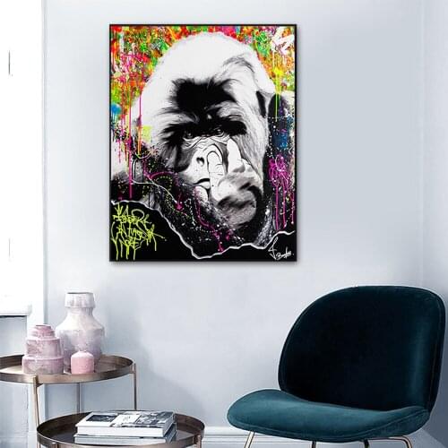 Graffiti Colorful Orangutan Posters and Prints Canvas Painting Animal Wall Art Picture for Kids and Living Room Decoration