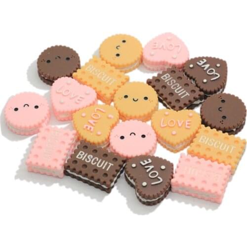 Simulation Heart Retangle Cookie Flat back Resin Cabochon Food Biscuit Scrapbooking Dolls hous Decoration DIY Accessories