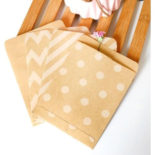 100pcs Retro Kraft Paper Envelope DIY Stripe Dot Zigzag Blank Gift Envelope Wedding Party Invitation Greeting Card Envelopes