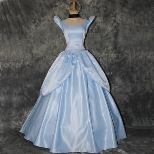 Movie Cinderella Cosplay Costume Halloween Adult Women Blue Elegant Princess Dress Fancy Carnival Party Gown Dresses