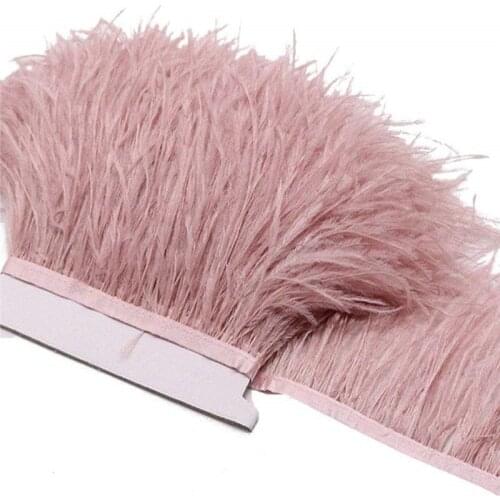 2yard/lot Leather pink ostrich feather Trims 8-10cm DIY feathers for needlework crafts Carnival Costume Wedding decoration plume