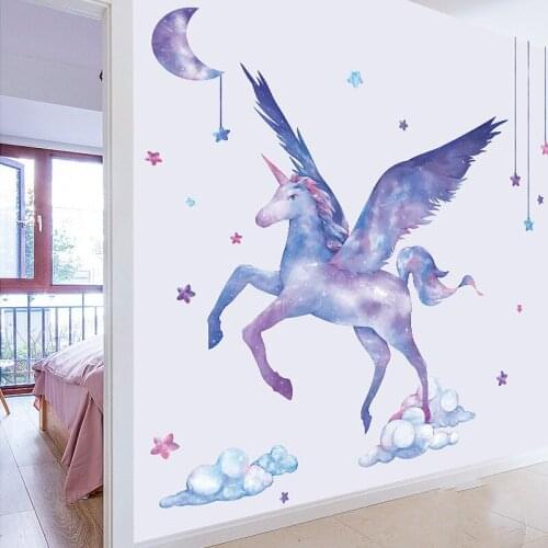 Creative Starry Sky Stickers Fly Unicorn Self-adhesive Baby Boy Girl Room Decoration Wall Decals