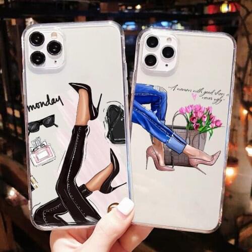 Fashion Girls Soft silicone Phone Case For iPhone SE 12mini 12pro 11pro Max 7 8 6s Plus XR X Max Fashion high heels TPU cover