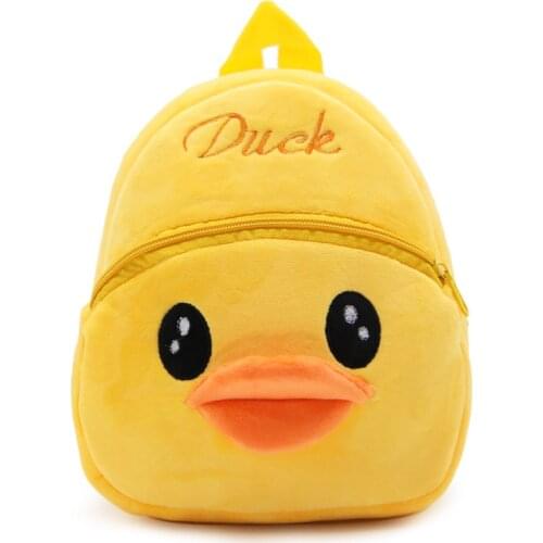 Soft duckling plush cartoon childrens schoolbag coin purse kindergarten boys and girls cute backpack gift
